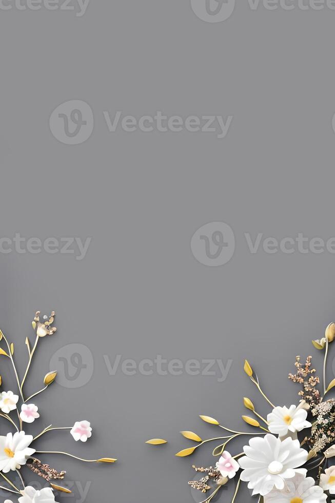 Colorful simple floral decoration, tiny flower illustration, background template, creative arrangement of nature and flowers. Good for banner, wedding card invitation draft, design element, and other. photo