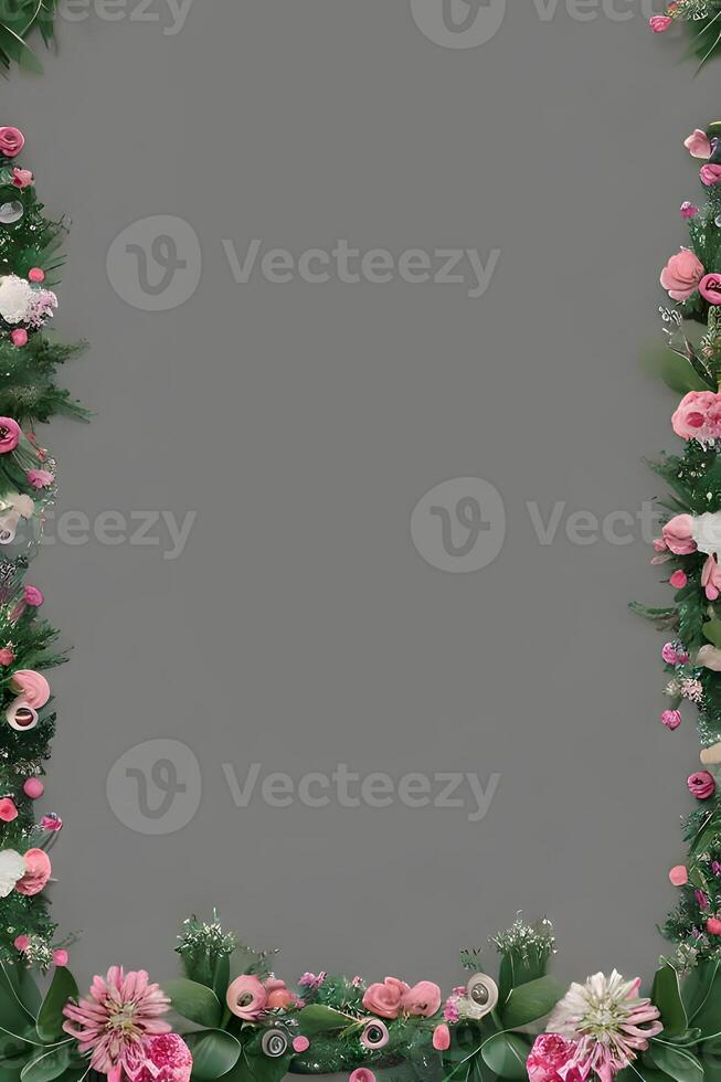 Colorful simple floral decoration, tiny flower illustration, background template, creative arrangement of nature and flowers. Good for banner, wedding card invitation draft, design element, and other. photo