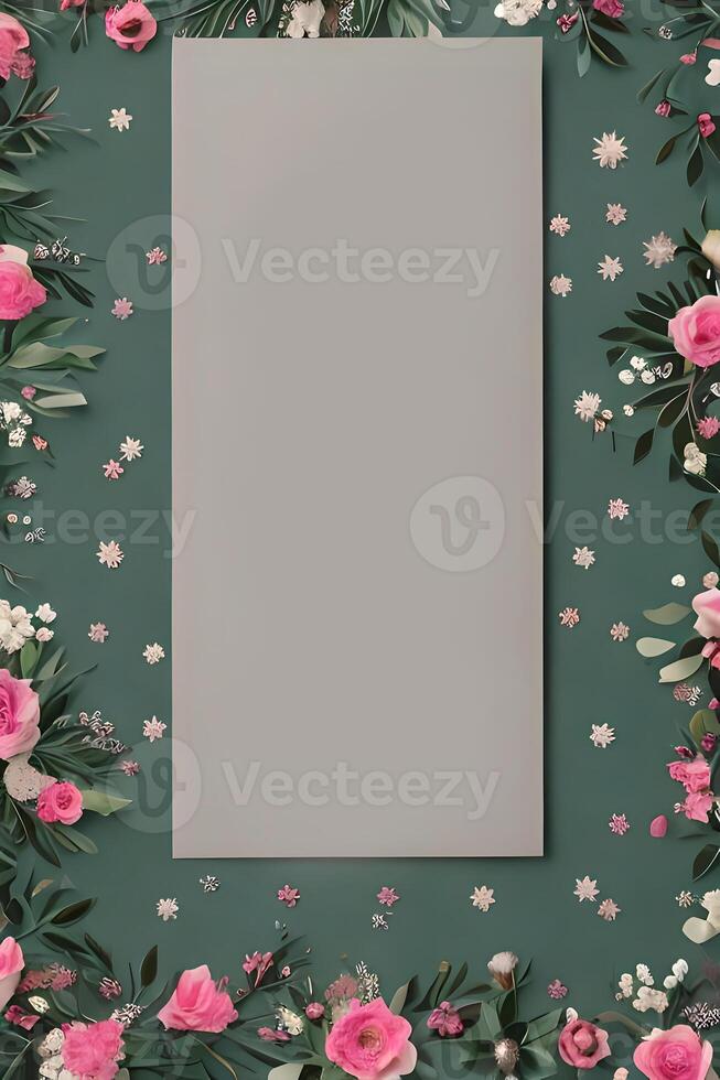 Colorful simple floral decoration, tiny flower illustration, background template, creative arrangement of nature and flowers. Good for banner, wedding card invitation draft, design element, and other. photo