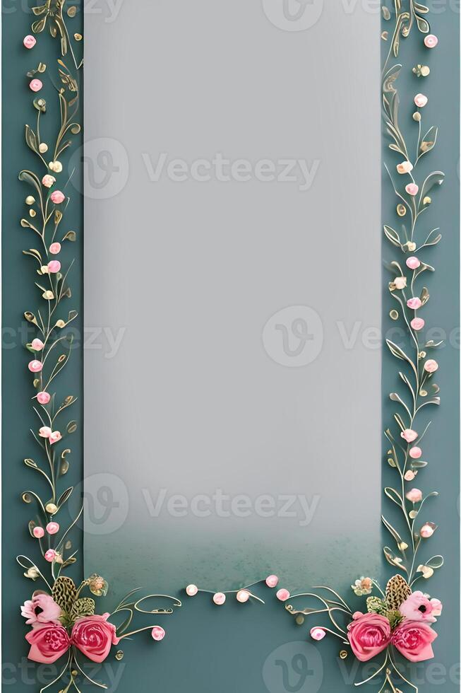 Colorful simple floral decoration, tiny flower illustration, background template, creative arrangement of nature and flowers. Good for banner, wedding card invitation draft, design element, and other. photo