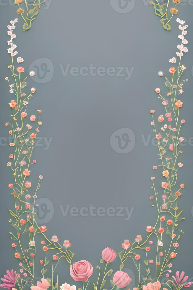 Colorful simple floral decoration, tiny flower illustration, background template, creative arrangement of nature and flowers. Good for banner, wedding card invitation draft, design element, and other. photo