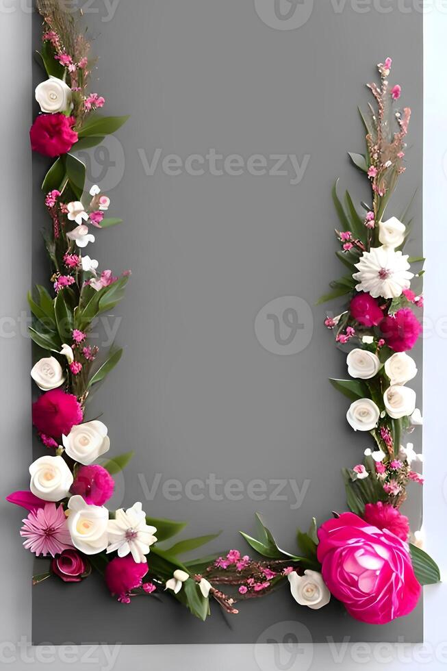 Colorful simple floral decoration, tiny flower illustration, background template, creative arrangement of nature and flowers. Good for banner, wedding card invitation draft, design element, and other. photo