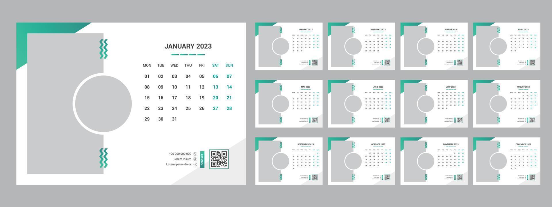 2024 calendar planner set for template corporate design week start on Sunday. vector