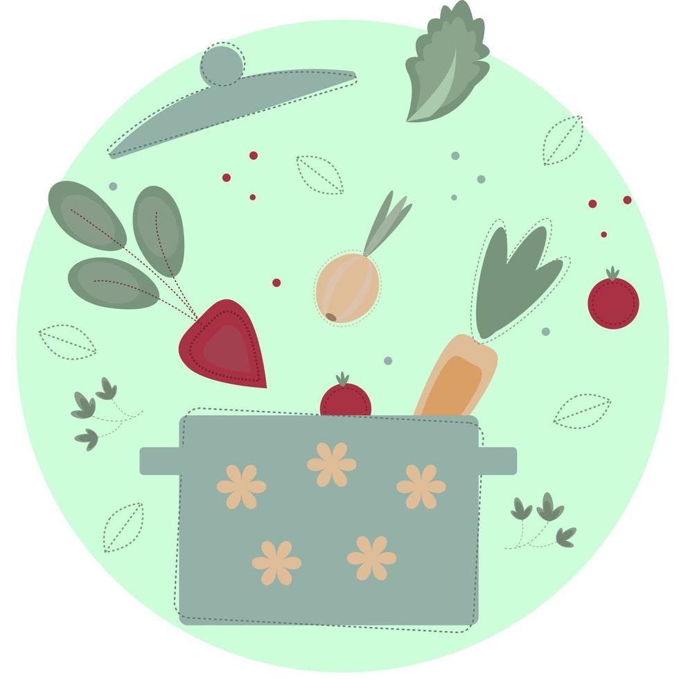 vector ilustración con pan y vegetales