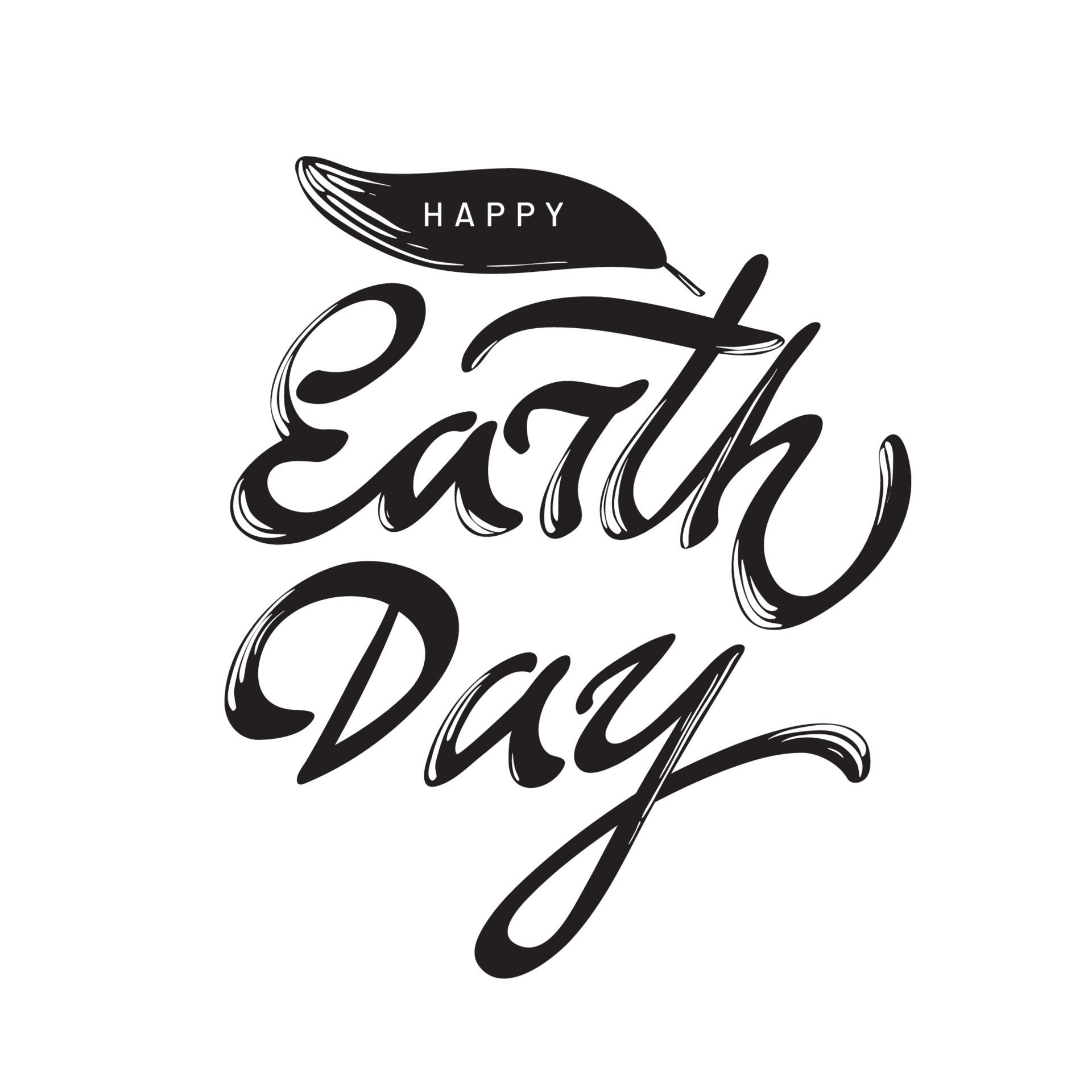 Happy Earth day. Black and white calligraphy phrase 22154897 Vector Art