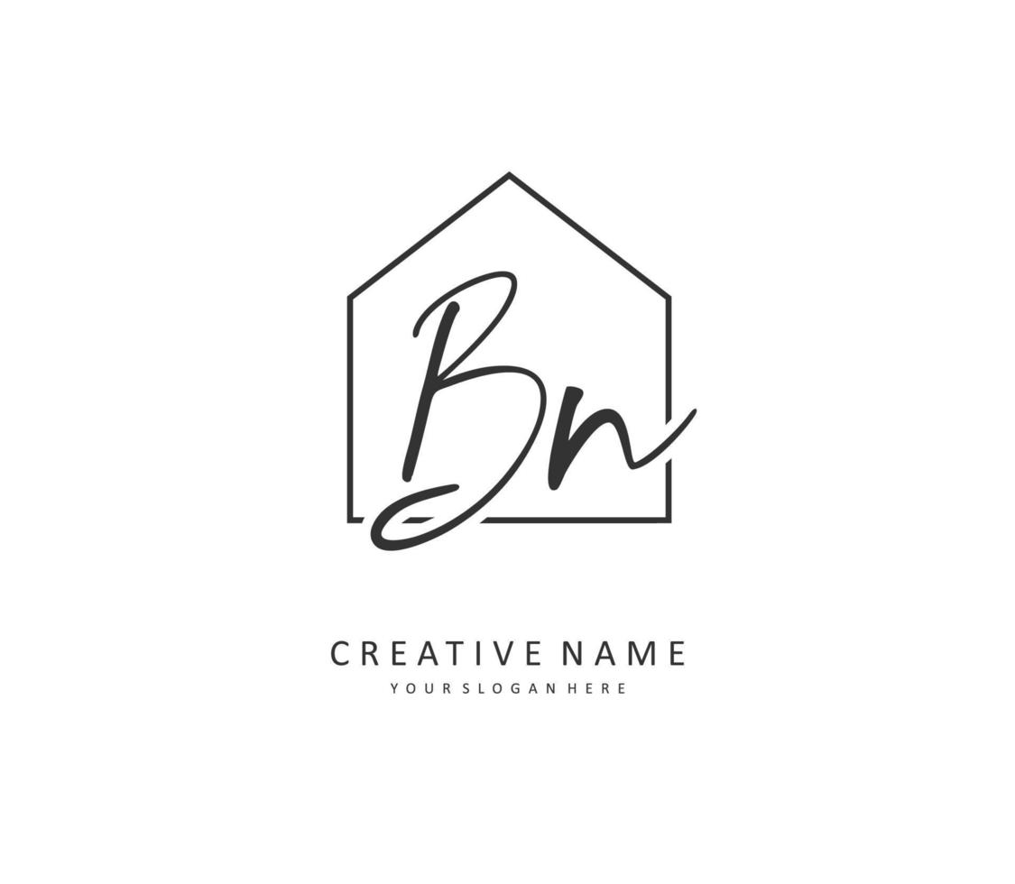 B N BN Initial letter handwriting and  signature logo. A concept handwriting initial logo with template element. vector
