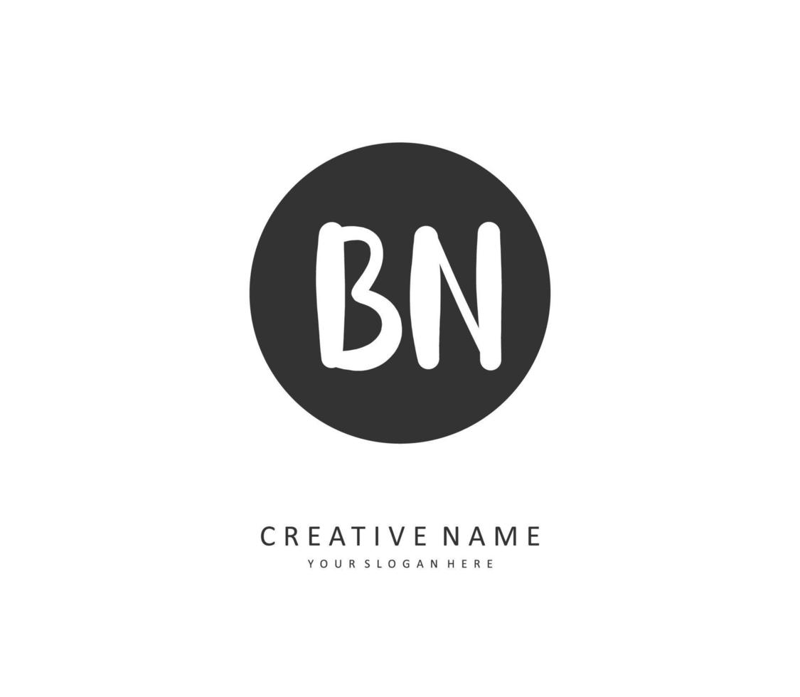 B N BN Initial letter handwriting and  signature logo. A concept handwriting initial logo with template element. vector