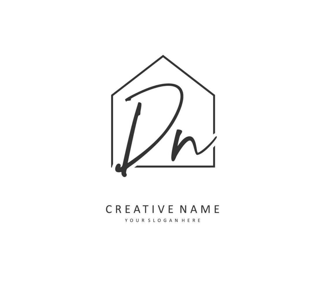 D N DN Initial letter handwriting and  signature logo. A concept handwriting initial logo with template element. vector
