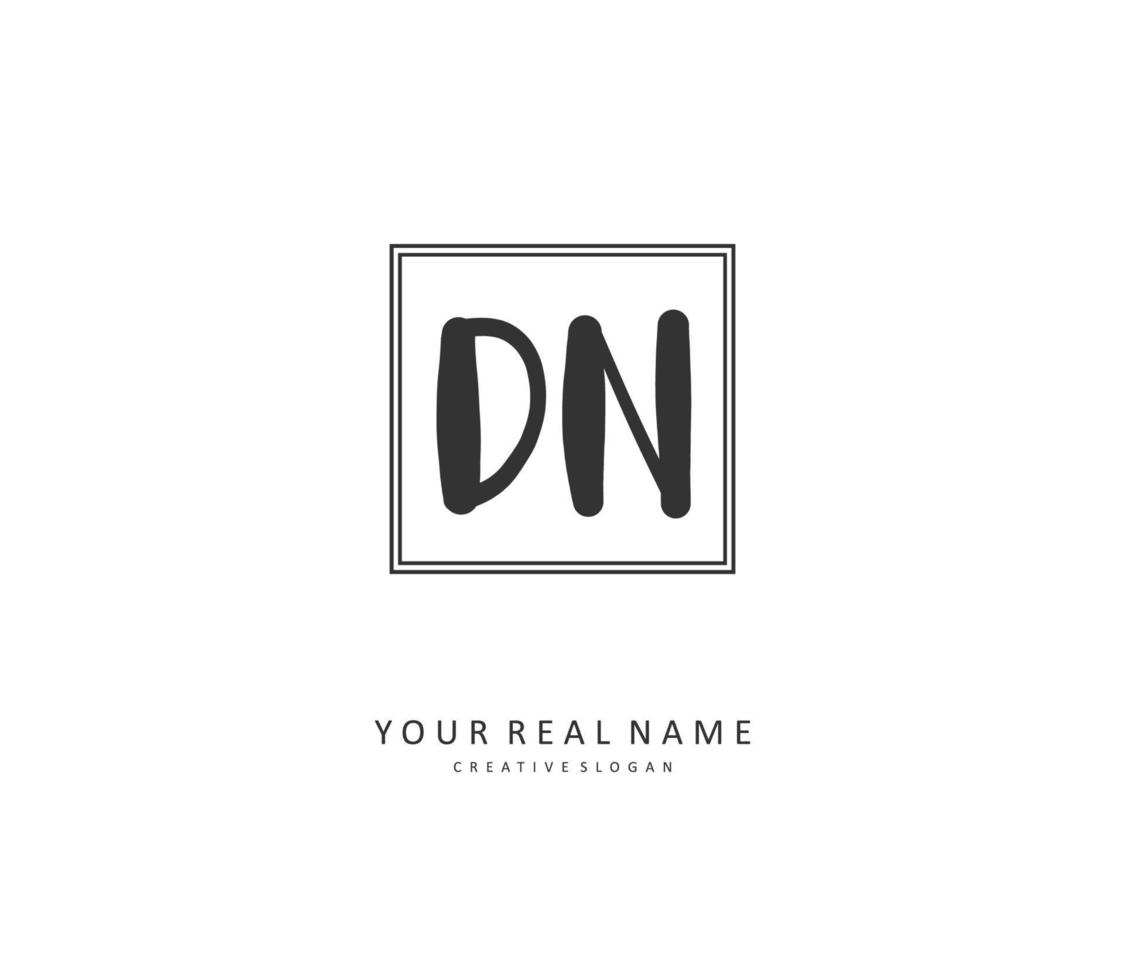 D N DN Initial letter handwriting and  signature logo. A concept handwriting initial logo with template element. vector