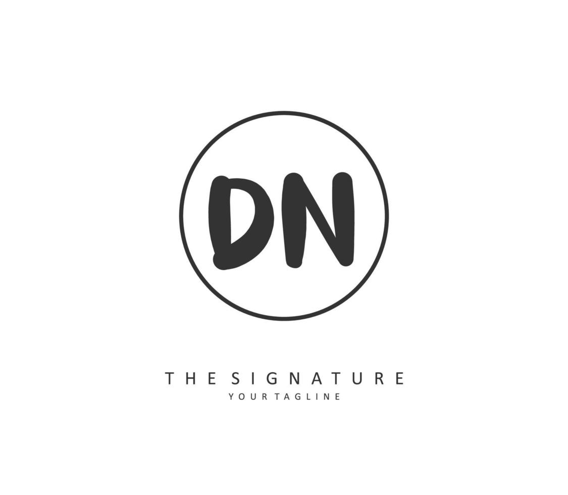 D N DN Initial letter handwriting and  signature logo. A concept handwriting initial logo with template element. vector