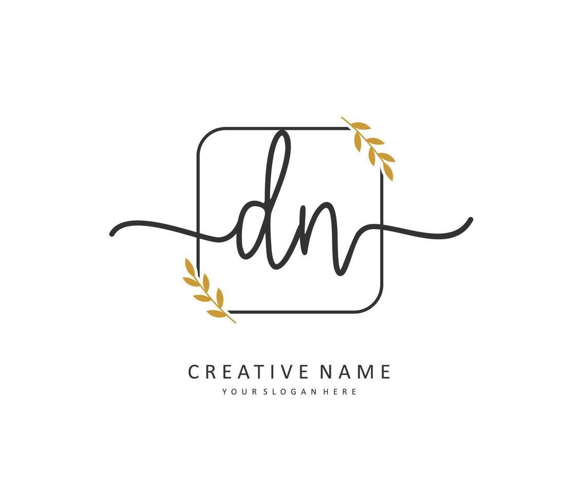 D N DN Initial letter handwriting and  signature logo. A concept handwriting initial logo with template element. vector