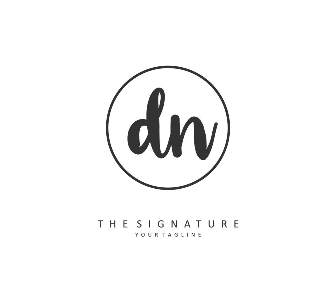 D N DN Initial letter handwriting and  signature logo. A concept handwriting initial logo with template element. vector
