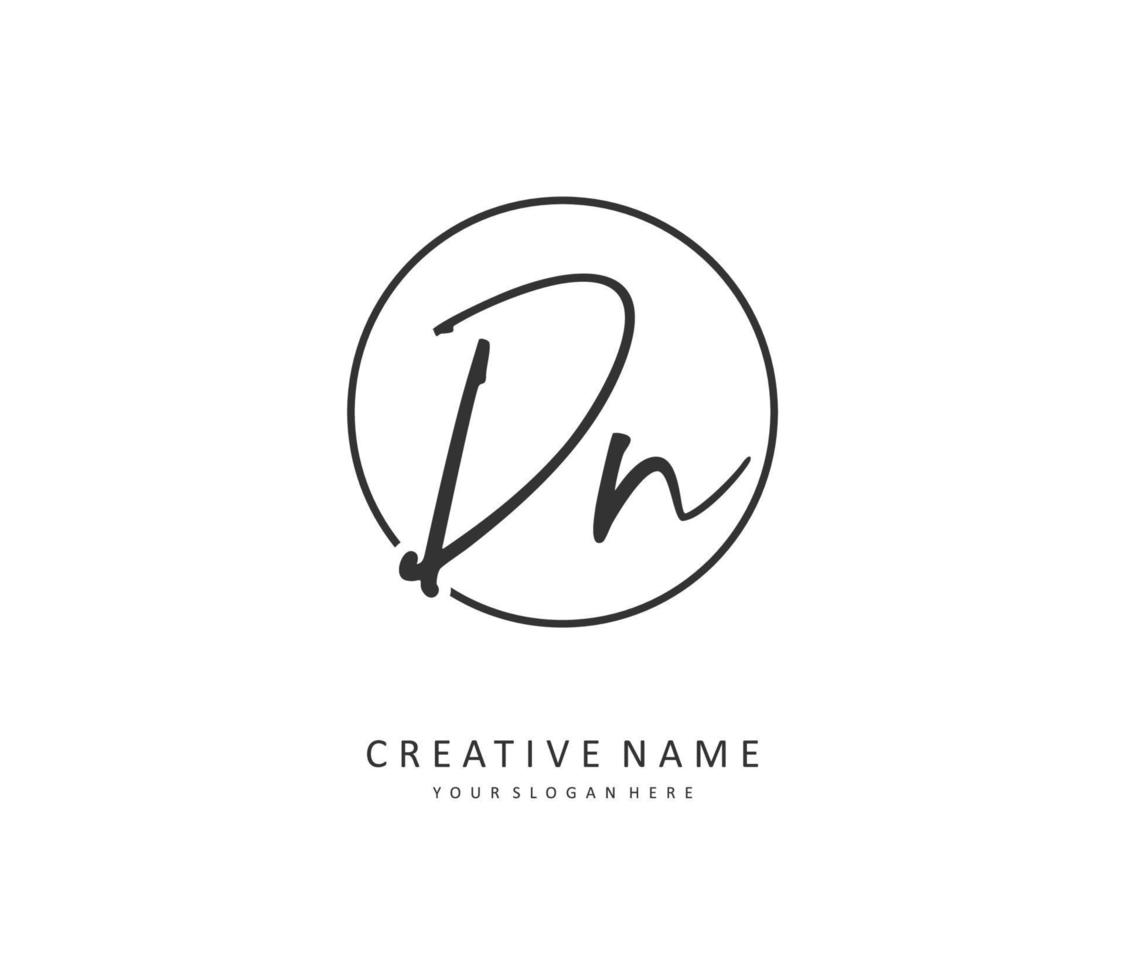 D N DN Initial letter handwriting and  signature logo. A concept handwriting initial logo with template element. vector