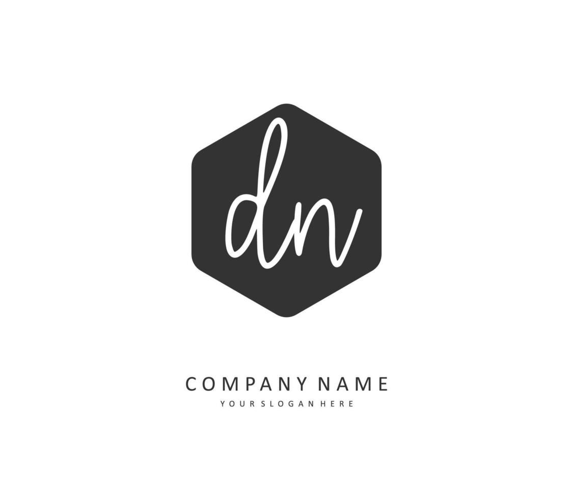 D N DN Initial letter handwriting and  signature logo. A concept handwriting initial logo with template element. vector