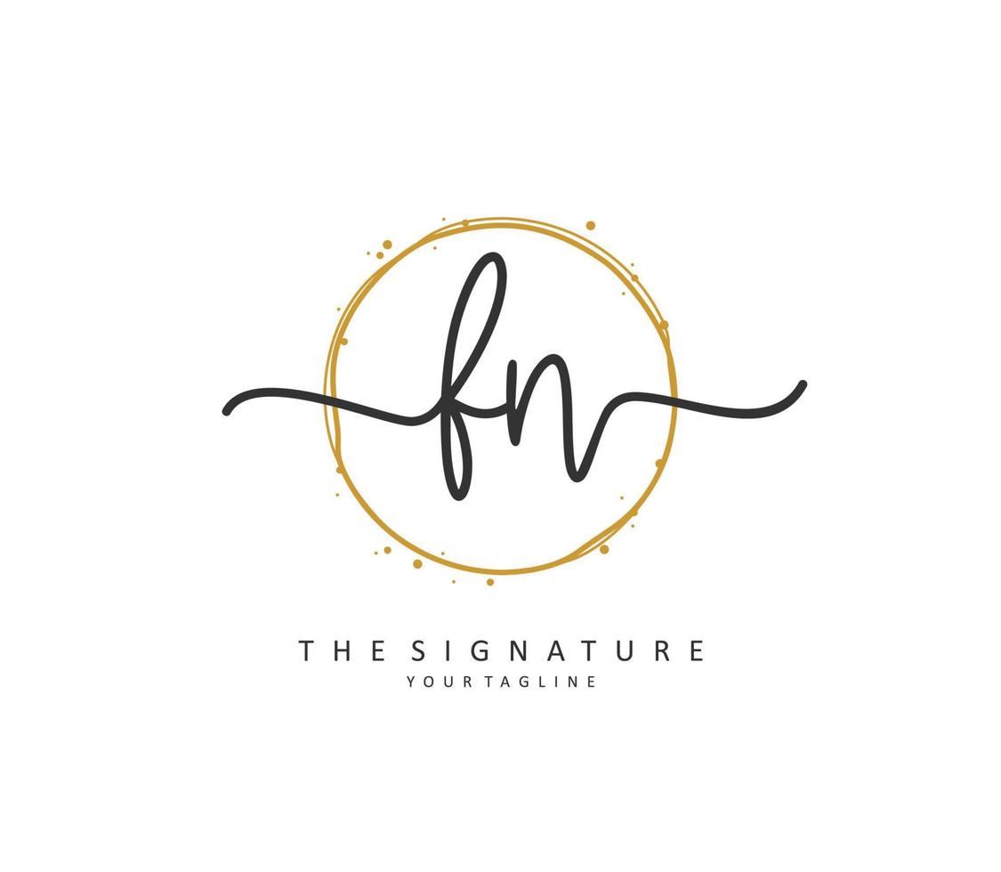 F N FN Initial letter handwriting and  signature logo. A concept handwriting initial logo with template element. vector