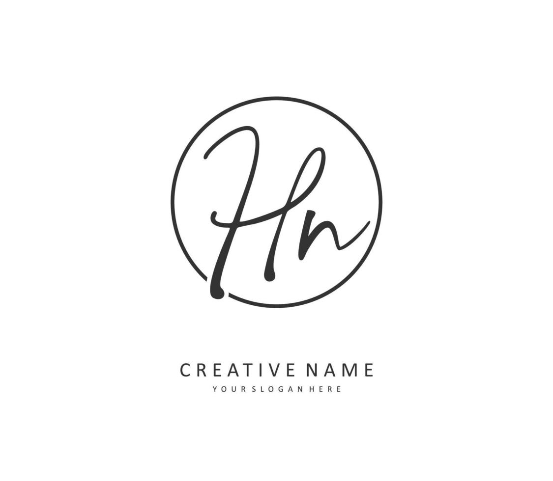 H N HN Initial letter handwriting and  signature logo. A concept handwriting initial logo with template element. vector