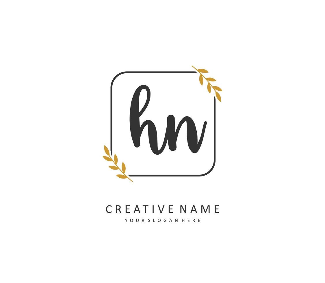 H N HN Initial letter handwriting and  signature logo. A concept handwriting initial logo with template element. vector