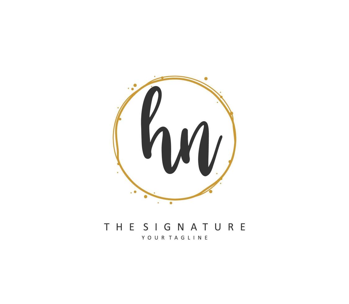 H N HN Initial letter handwriting and  signature logo. A concept handwriting initial logo with template element. vector