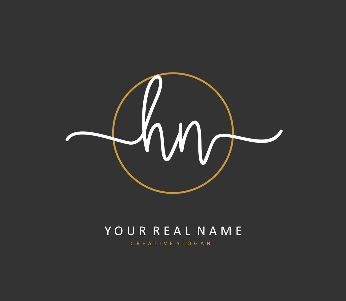 H N HN Initial letter handwriting and  signature logo. A concept handwriting initial logo with template element. vector