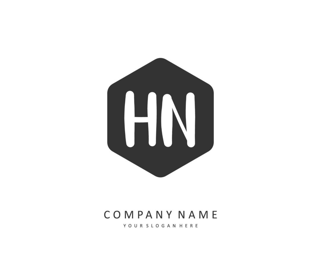 H N HN Initial letter handwriting and  signature logo. A concept handwriting initial logo with template element. vector