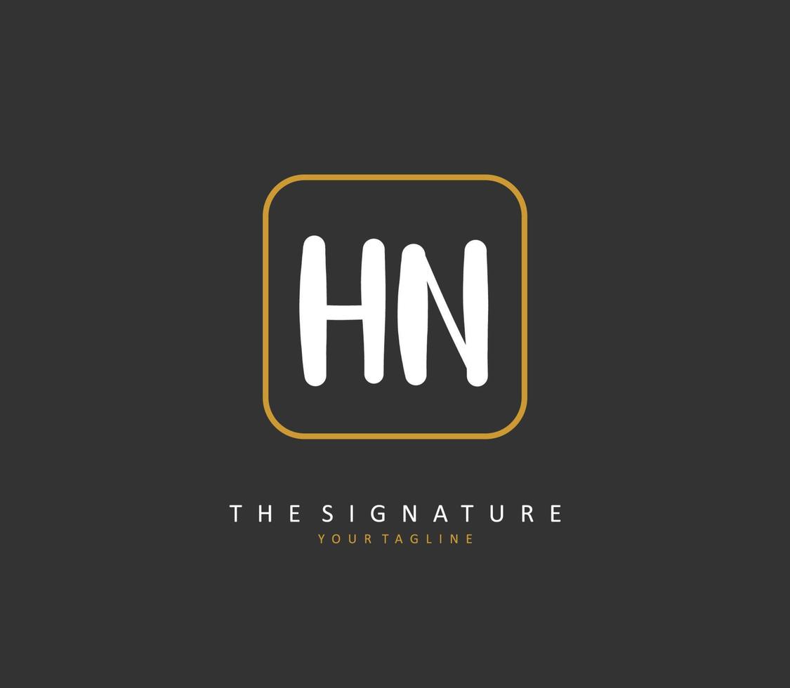 H N HN Initial letter handwriting and  signature logo. A concept handwriting initial logo with template element. vector