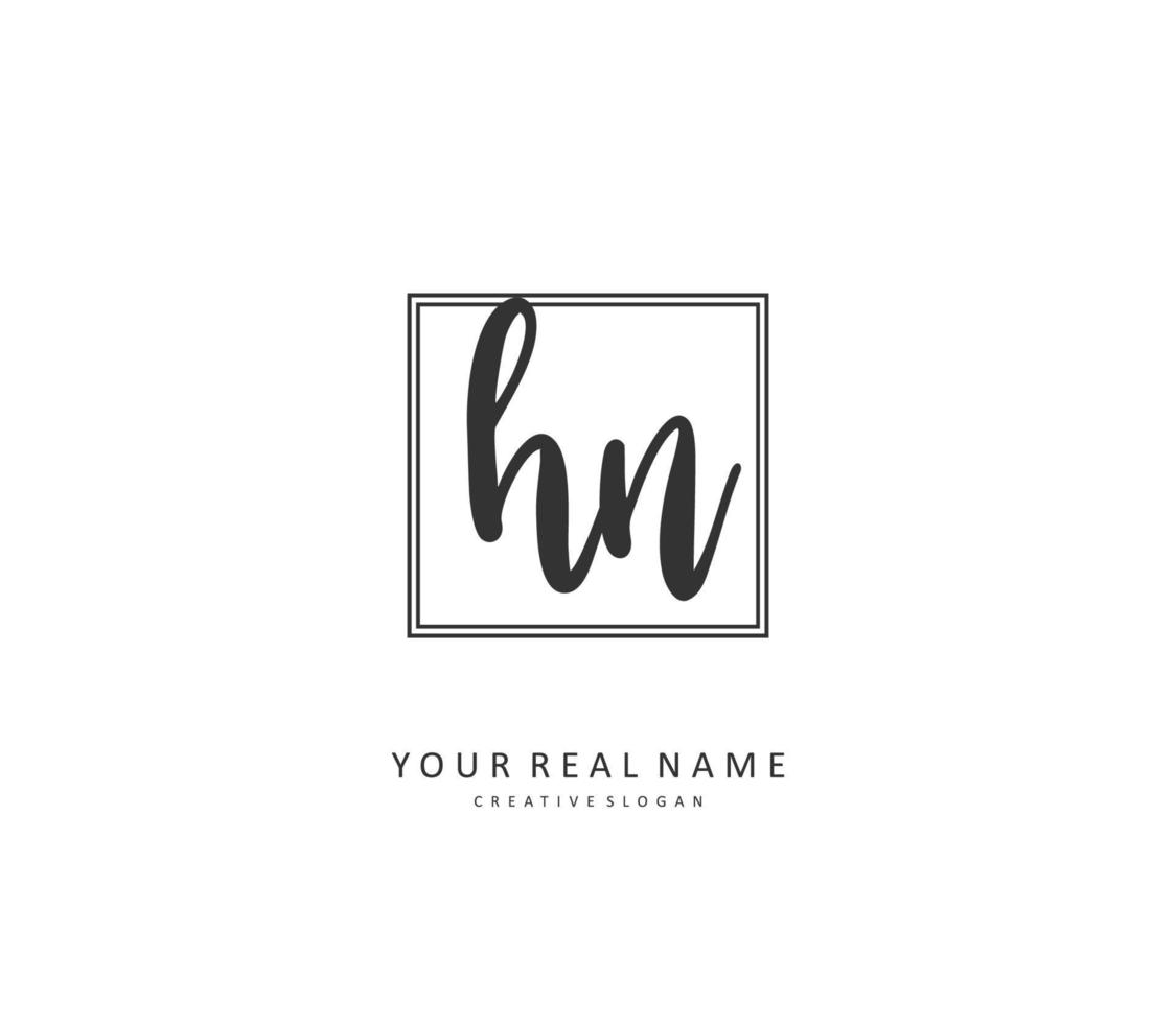 H N HN Initial letter handwriting and  signature logo. A concept handwriting initial logo with template element. vector