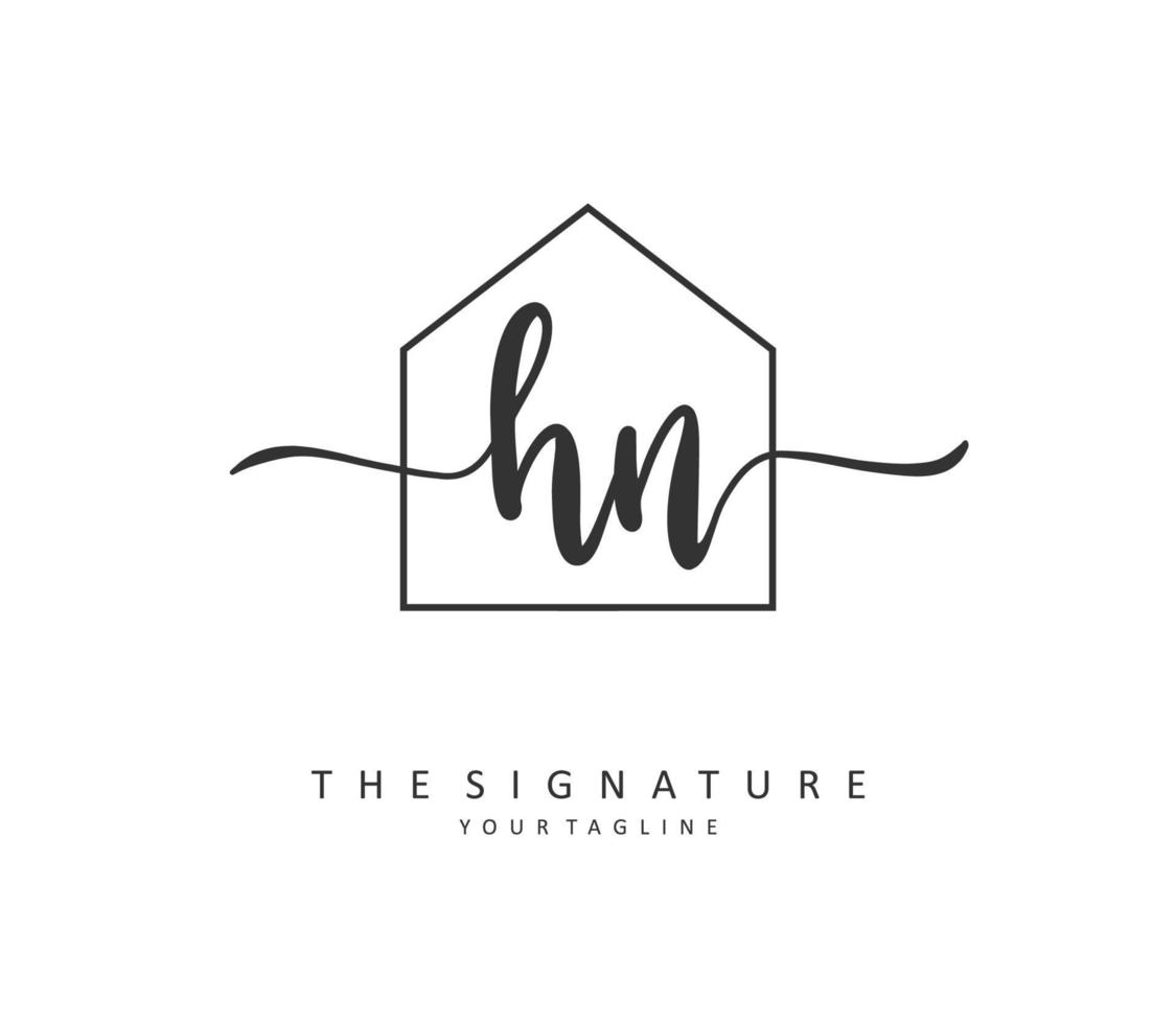 H N HN Initial letter handwriting and  signature logo. A concept handwriting initial logo with template element. vector
