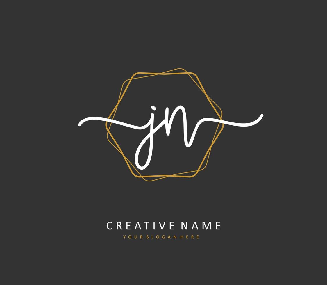 J N JN Initial letter handwriting and  signature logo. A concept handwriting initial logo with template element. vector