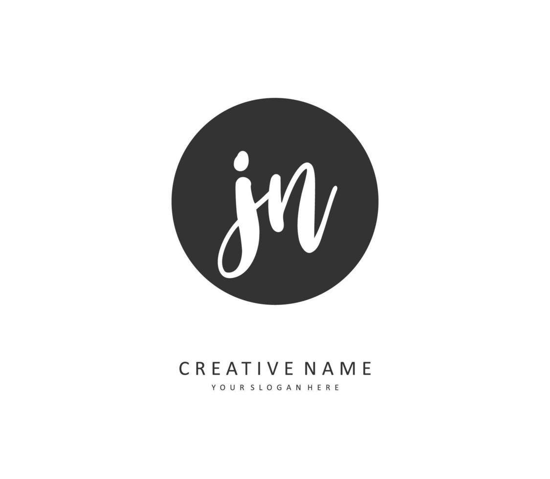 J N JN Initial letter handwriting and  signature logo. A concept handwriting initial logo with template element. vector