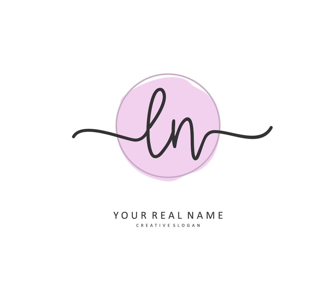 L N LN Initial letter handwriting and  signature logo. A concept handwriting initial logo with template element. vector