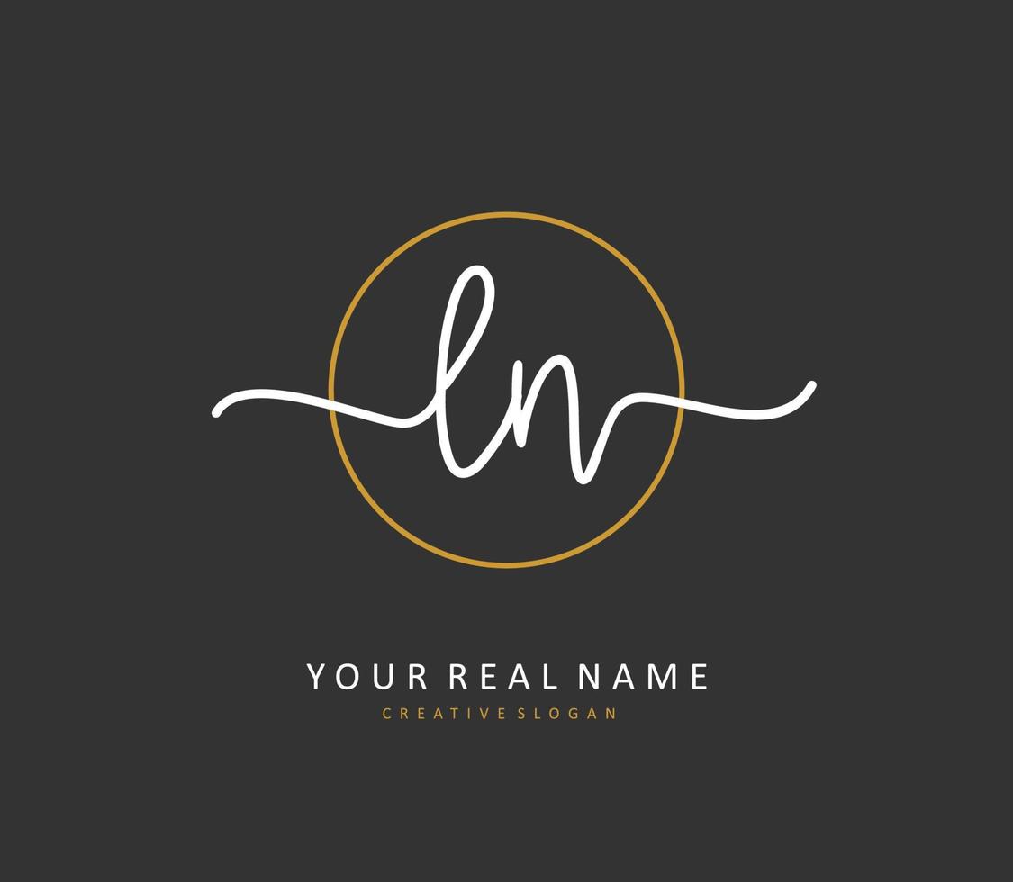 L N LN Initial letter handwriting and  signature logo. A concept handwriting initial logo with template element. vector