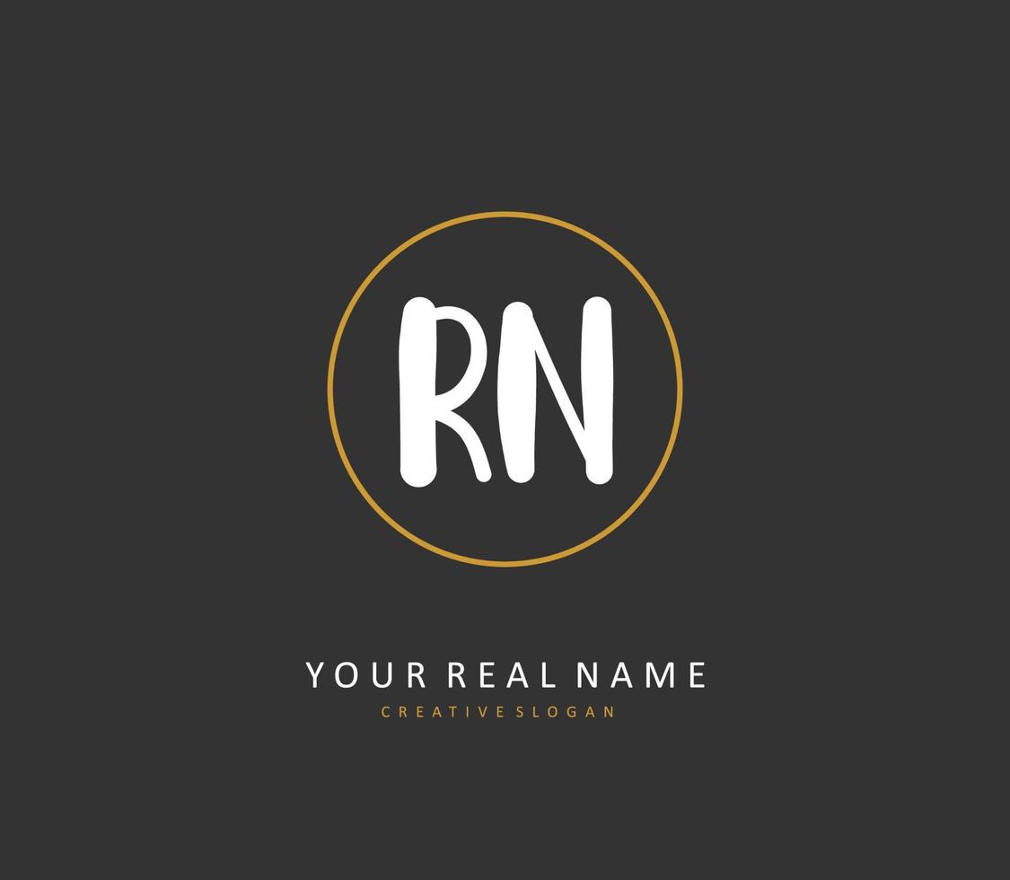 R N RN Initial letter handwriting and  signature logo. A concept handwriting initial logo with template element. vector