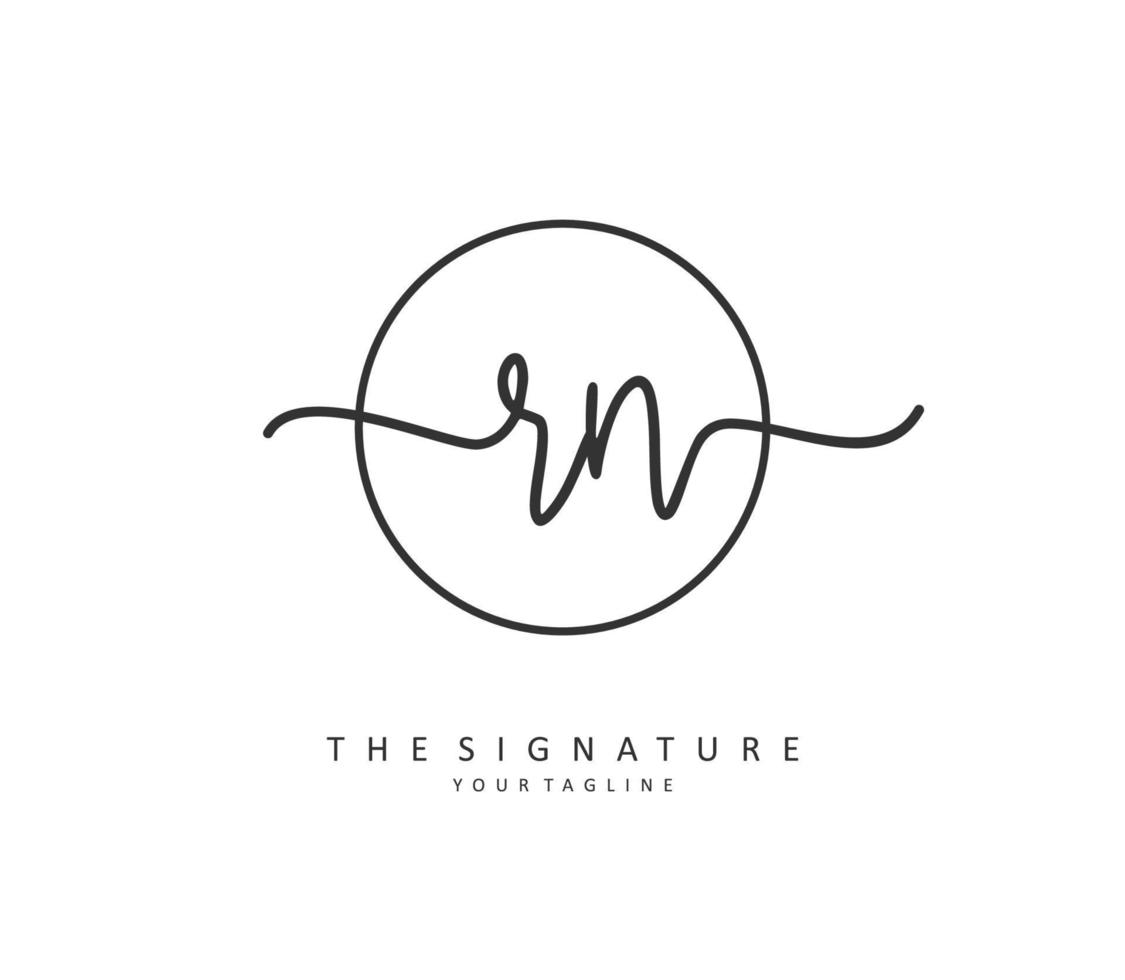 R N RN Initial letter handwriting and  signature logo. A concept handwriting initial logo with template element. vector