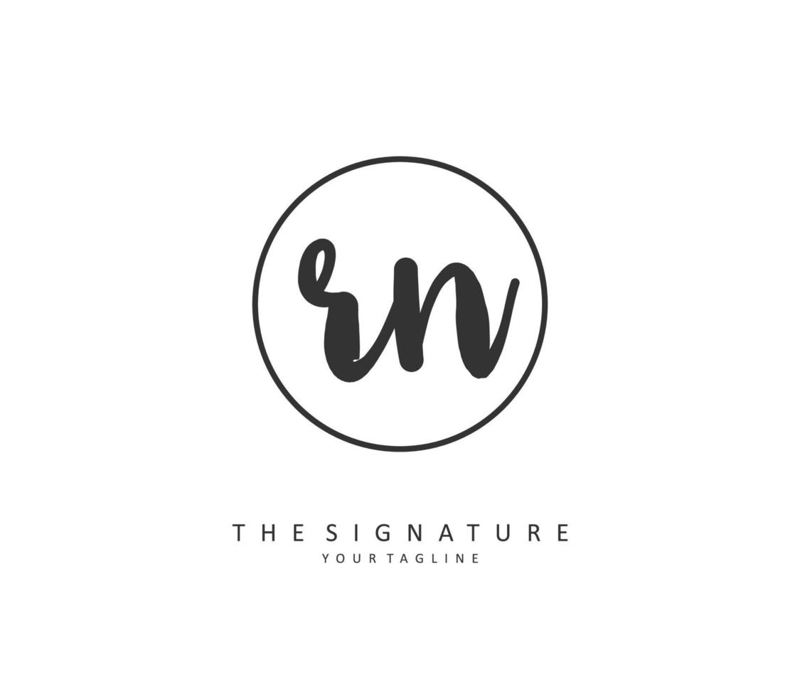 R N RN Initial letter handwriting and  signature logo. A concept handwriting initial logo with template element. vector