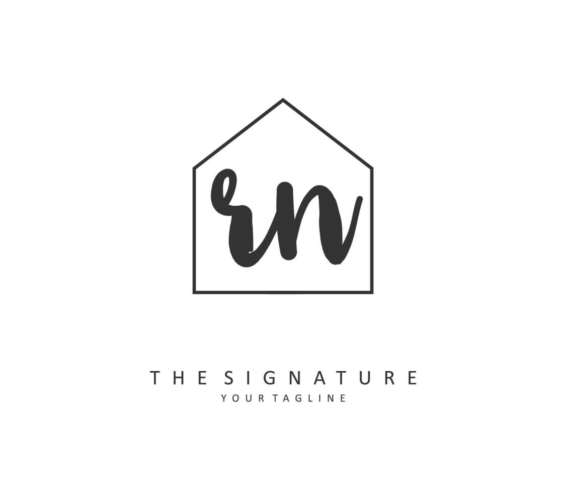 R N RN Initial letter handwriting and  signature logo. A concept handwriting initial logo with template element. vector