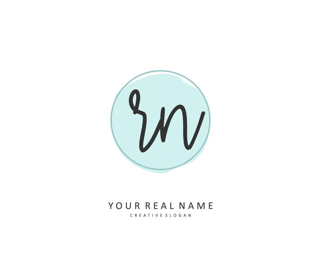 R N RN Initial letter handwriting and  signature logo. A concept handwriting initial logo with template element. vector