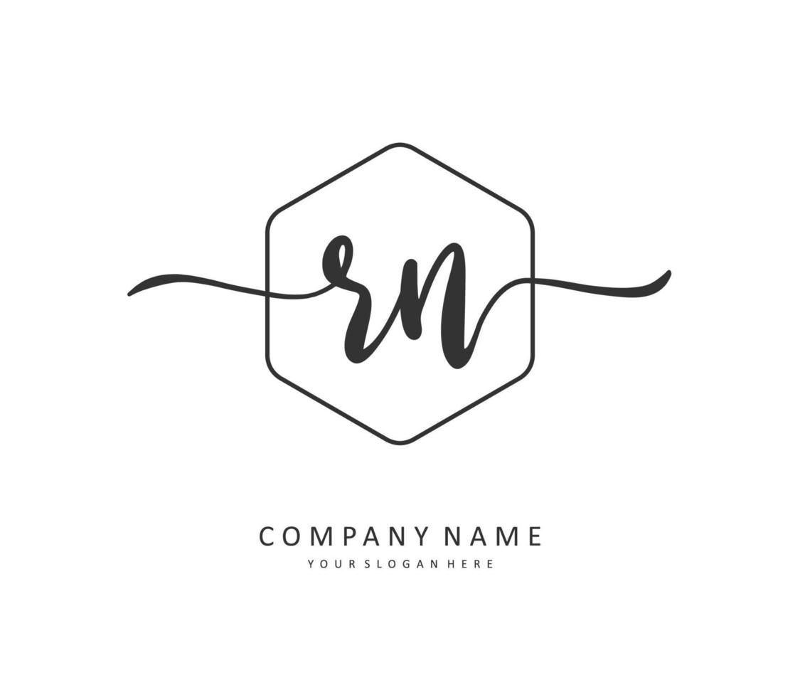 R N RN Initial letter handwriting and  signature logo. A concept handwriting initial logo with template element. vector