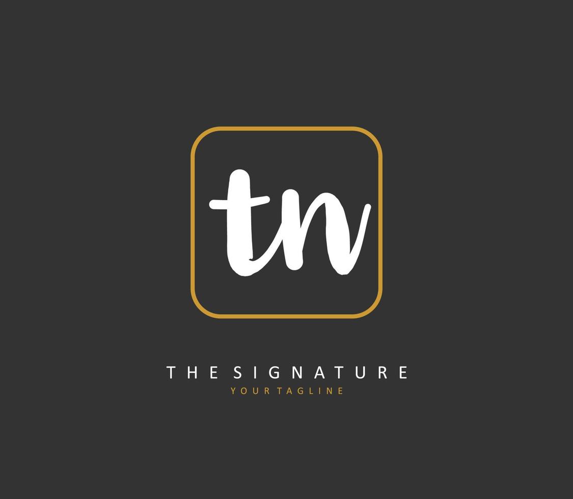 T N TN Initial letter handwriting and  signature logo. A concept handwriting initial logo with template element. vector