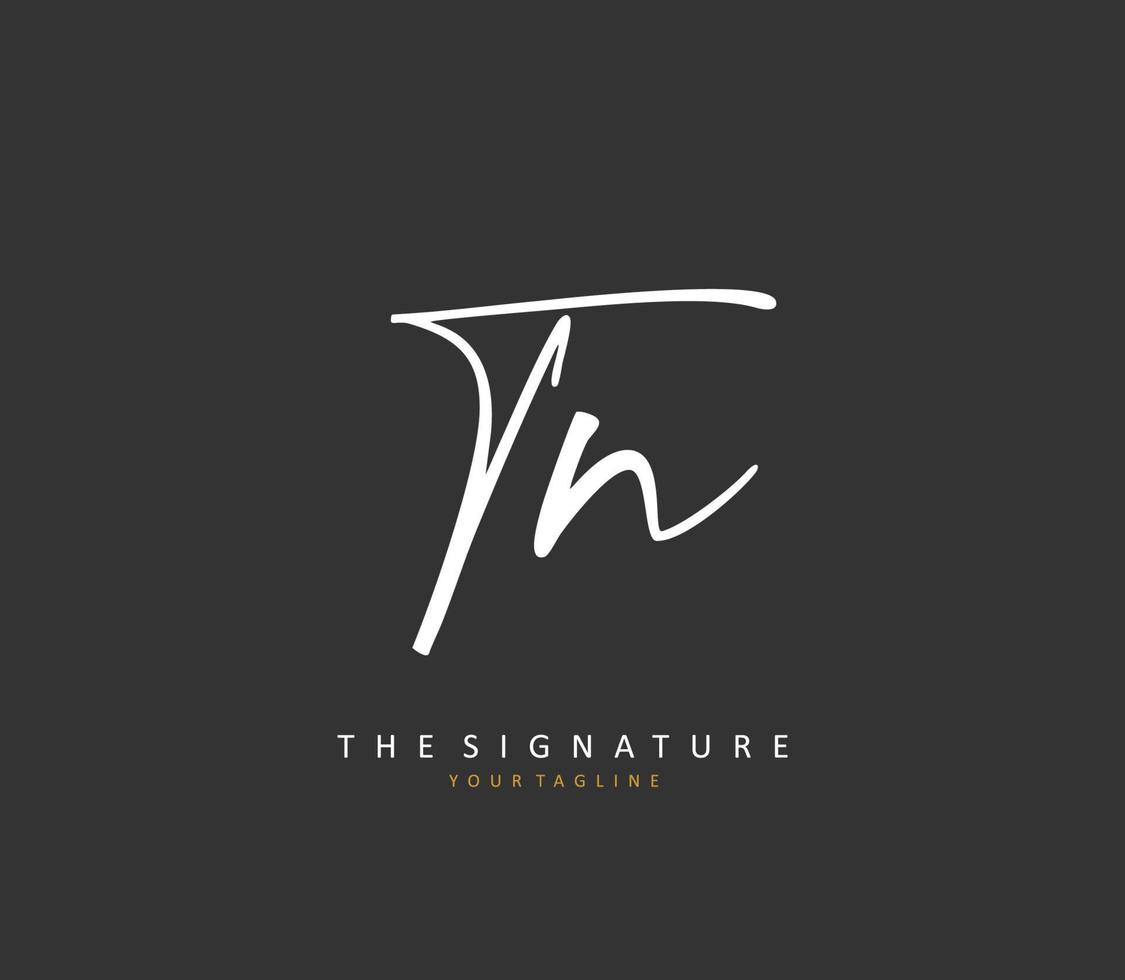 T N TN Initial letter handwriting and  signature logo. A concept handwriting initial logo with template element. vector