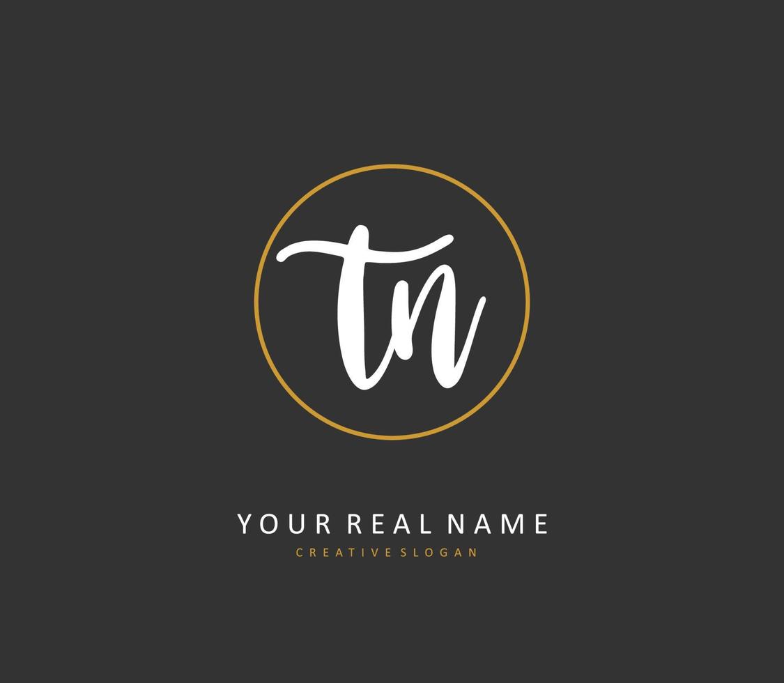 T N TN Initial letter handwriting and  signature logo. A concept handwriting initial logo with template element. vector