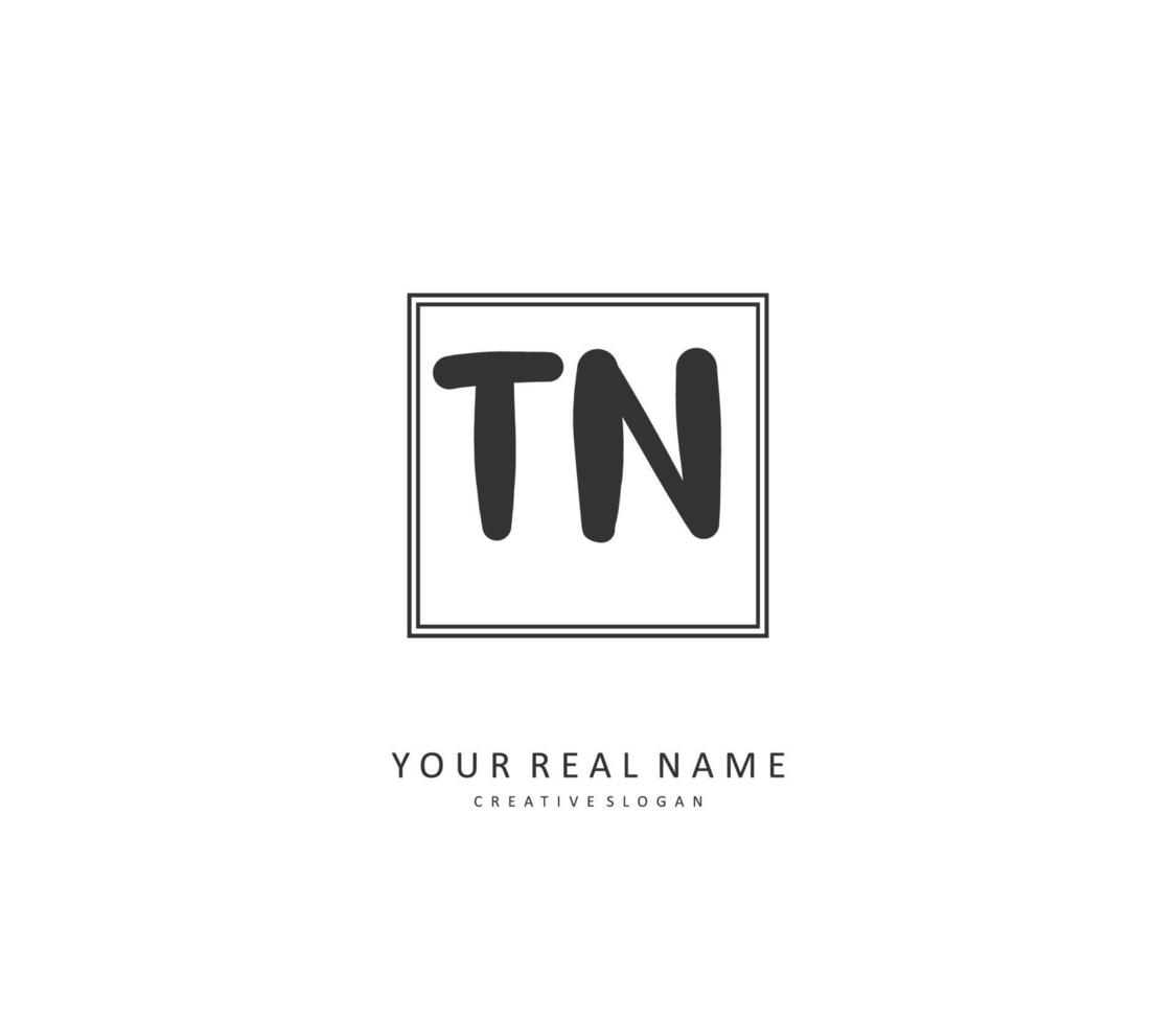 T N TN Initial letter handwriting and  signature logo. A concept handwriting initial logo with template element. vector