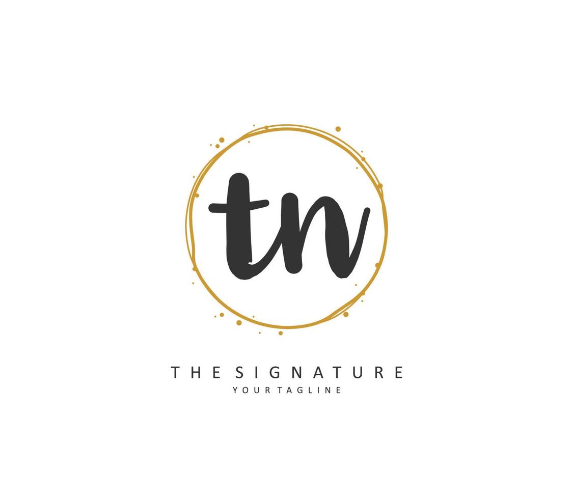 T N TN Initial letter handwriting and  signature logo. A concept handwriting initial logo with template element. vector