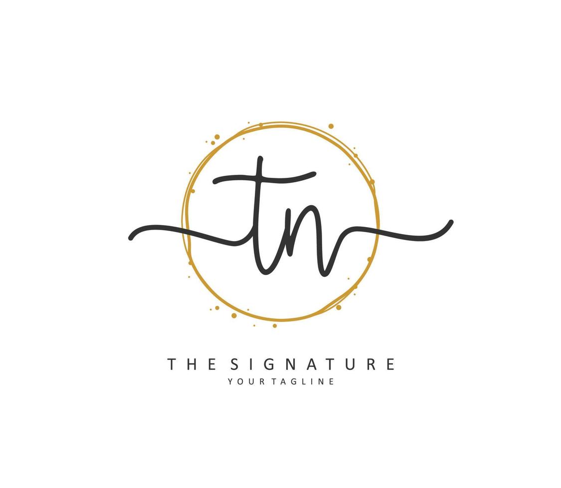 T N TN Initial letter handwriting and  signature logo. A concept handwriting initial logo with template element. vector