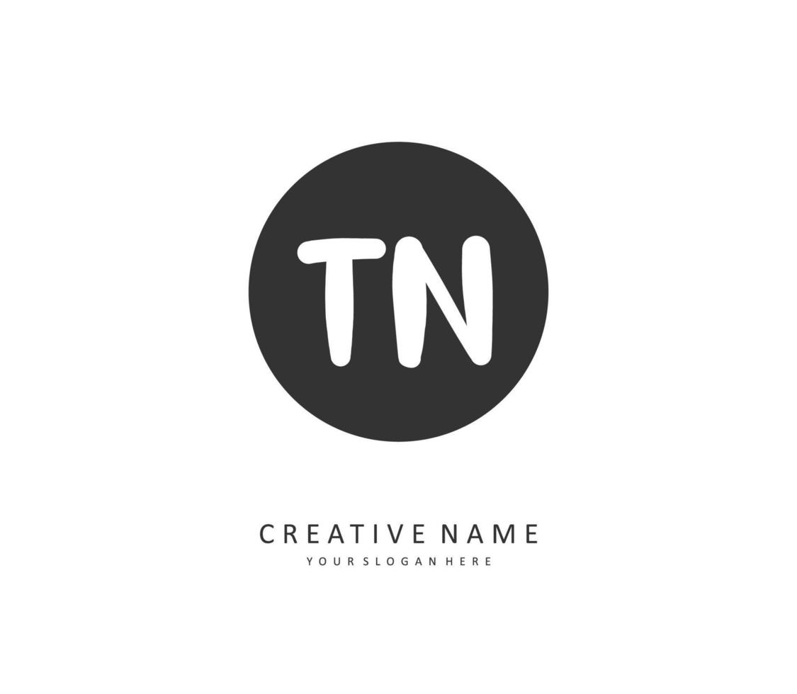 T N TN Initial letter handwriting and  signature logo. A concept handwriting initial logo with template element. vector