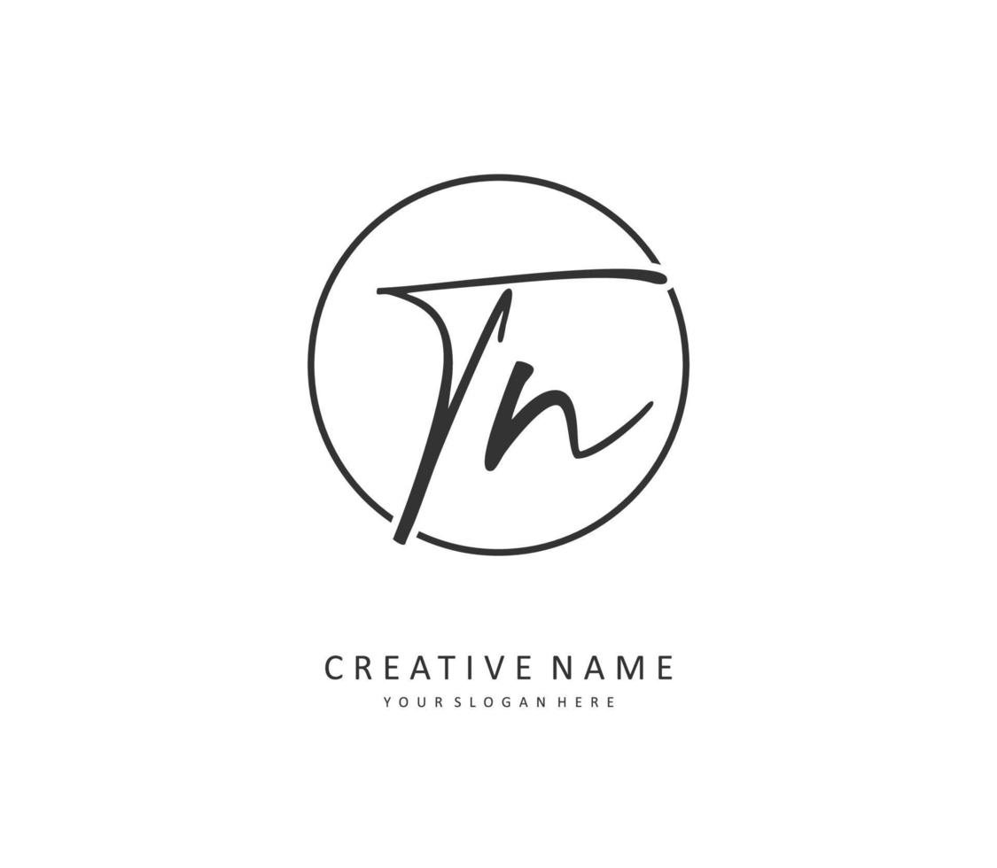 T N TN Initial letter handwriting and  signature logo. A concept handwriting initial logo with template element. vector