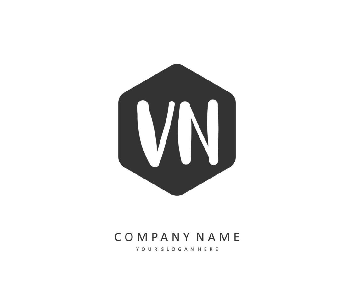 V N VN Initial letter handwriting and  signature logo. A concept handwriting initial logo with template element. vector