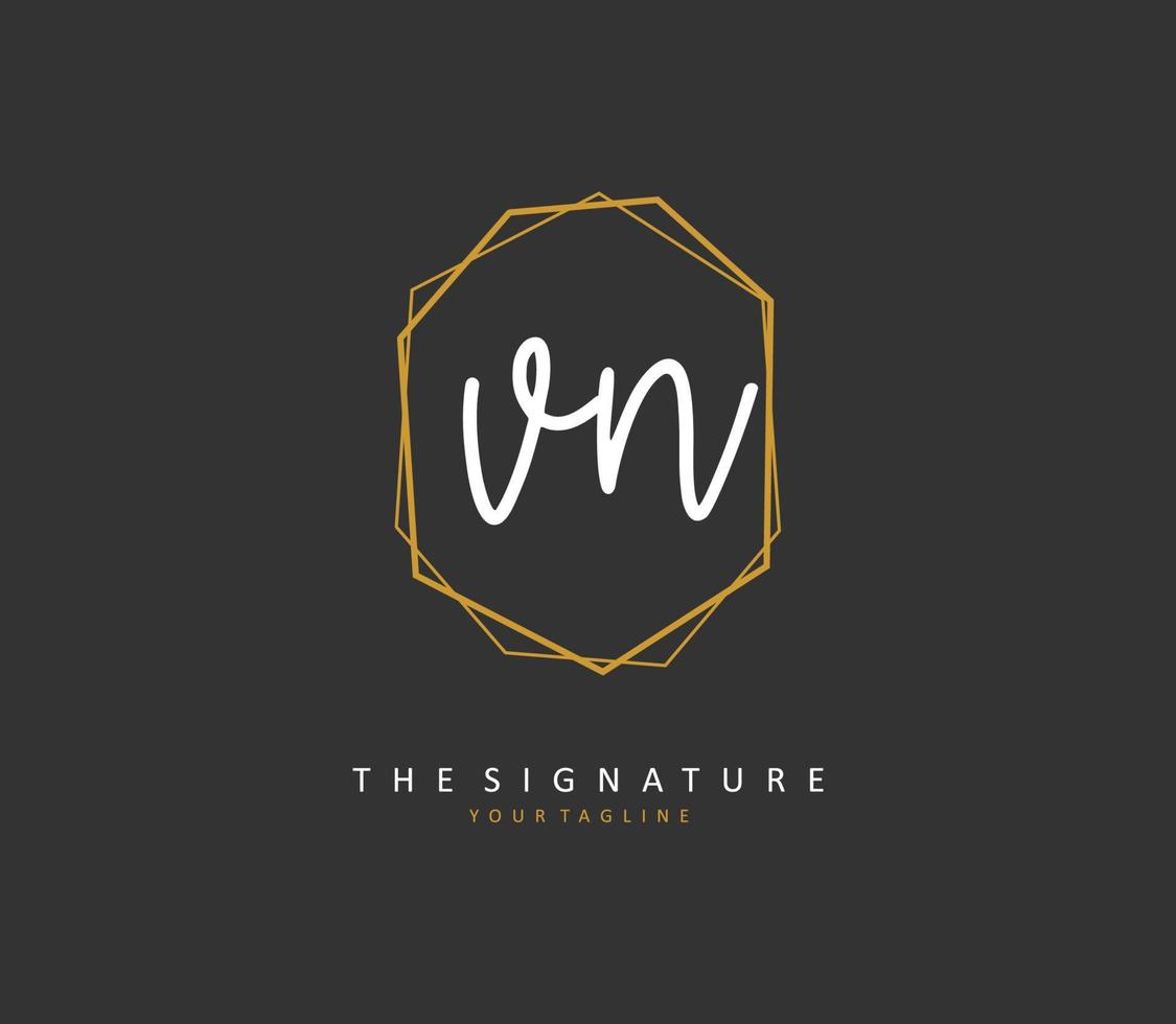 V N VN Initial letter handwriting and  signature logo. A concept handwriting initial logo with template element. vector