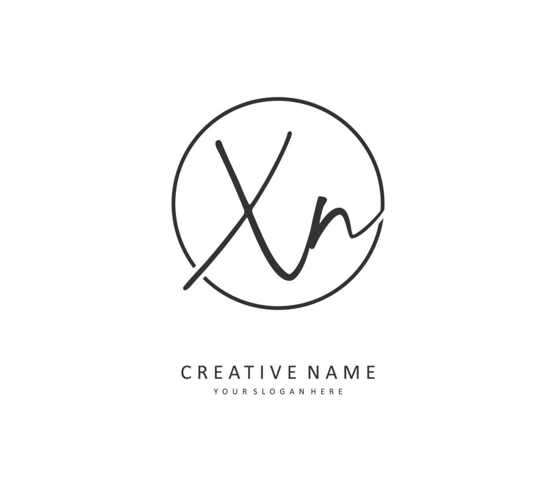 X N XN Initial letter handwriting and  signature logo. A concept handwriting initial logo with template element. vector