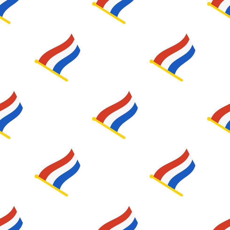 Seamless pattern with flags of the Netherlands on flagstaff on white background vector