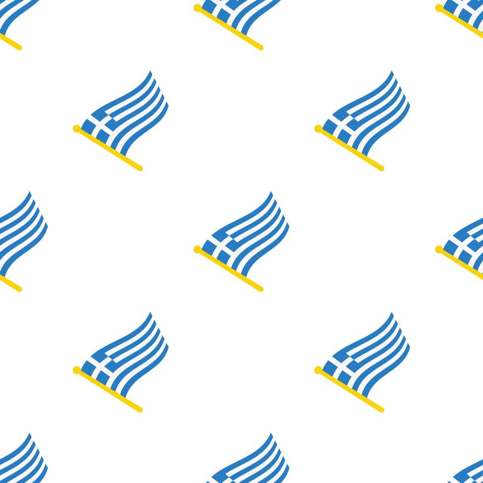 Seamless pattern with flags of Greece on flagstaff on white background vector